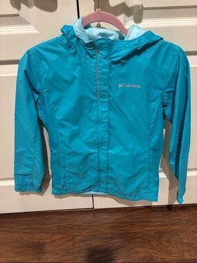 Columbia Turquoise Hooded Windbreaker Jacket